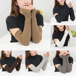 Knee Pads Knitted Woollen Arm Sleeve Fine Long Fingerless Gloves Warm Riding Soft Female Autumn Winter Women Warmers