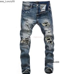 High amari amirl amirlies am amis imiri Fashionable amiiri AM Designer Clothing es Jeans Denim Patch Pants es 8329 Autumn Winter Tattered Street Slim Fit Small F JJAS