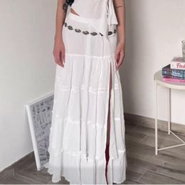 Skirts INS Fashion Trendy Cotton Split Pure White Dress 2023 Summer Minimalist Casual All-Match Tutu Women
