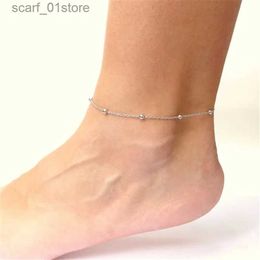 Anklets Tren Simple Beads Anklets for Women Gold Sliver Colour Summer Ocean Beach Ankle Bracelet Foot Leg Jewellery 2020 NewL231219