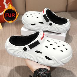 Slippers Winter Men Women Slippers Warm Furry Slippers Couples Concise Indoor Home Cotton Shoes Casual Fluffy Slides Plush Fur Clogs 45 231219