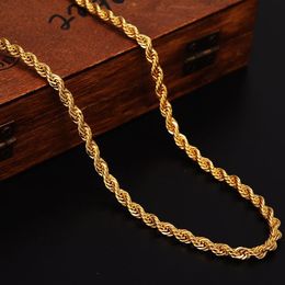18 k Fine Solid G F Gold Necklace 31inch Hip hop Rock Rope Clasp Chain Fashion Jewellery lengthening Men Women218F