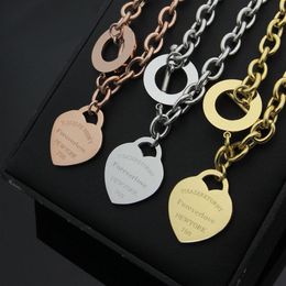 Newest design Chunky O T chains Heart charms pendants Necklace Titanium Steel excellent quality collar282x