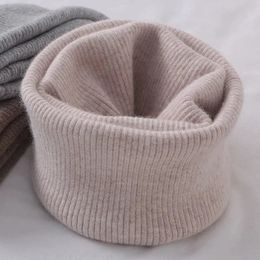 Scarves Korean Solid Colour Cashmere Collar Pullove Warm Scarf Men Women Winter Thick Windproof Neck Protect Elastic Wool Knit Scarve O20 231219