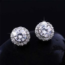 Super New Arrival Friends 18K White Gold Plated Studs Earings Big Diamond Earrings for Women Zircon Earrings284w