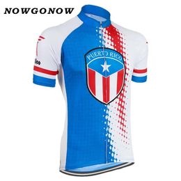 Tops NOWGONOW 2018 Cycling Jersey men red blue national flag team Clothing Bike Wear pro MTB road top Maillot Puerto Rico summer cool