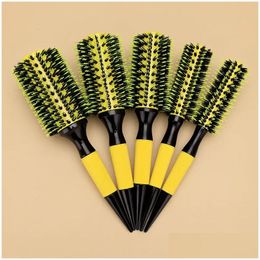 Hair Brushes 6 Sizes Salon Barber Wood Handle Boar Bristles Round Comb Brush Professional Hairdressing Styling Tools 4 Drop Delivery Dho2Z