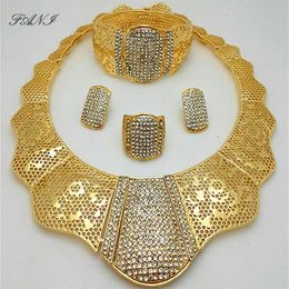 Earrings & Necklace Fani nigerian wedding woman accessories Jewellery set Whole fashion african beads dubai gold color256g