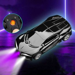 Personality Creative Metal Sports Car Model With Lamp USB Charging Outdoor Windproof Multi-Function Tungsten Ignition Lighter