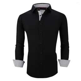 Men's Casual Shirts Causal Long Sleeve Dress Shirt For Men Slim Fit Business Formal Tops Polyester Fabric In Multiple Color Options