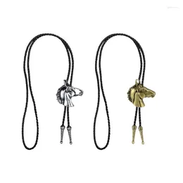 Bow Ties Relief Horse Head Buckle Decor Bolo Tie For Men Bridegroom Wedding Suit Necklace