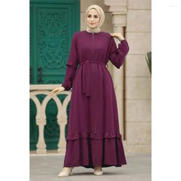 Ethnic Clothing Ramadan Abayas For Women Muslim Open Zipper Modest Casual Long Maxi Dress Turkey Arab Kaftan Robe Jalabiya Caftan Islam