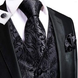 Men's Vests Drop Jacquard Silk Mens Vest Hanky Cufflink Set Waistcoat Jacket Necktie Adjustable Wholesale For Male Wedding Business