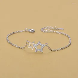 Link Bracelets Korean Style Star Charm Bracelet Trendy Elegant Shiny Zirconia Adjustable Chain For Women Y2K Jewelry Gift SL646