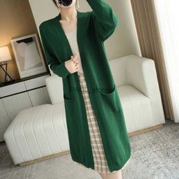 Women's Sweaters Women's Cashmere cardigans 2021 New Style for Autumn and Winter Casual Long Knitted Cardigan women sweater coat V-Neck CardigansL231213