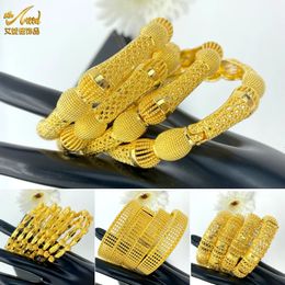 Bangle ANIID Luxury Gold Colour Ethiopian Dubai Bangles For Women Bracelet African Arab Middle Eastern Wedding Jewellery Gift 231219