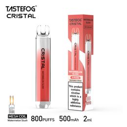 Hot Selling Best Disposable Vape UK Netherlands Tastefog Crystal 800 Puffs 2ml 2% 500mAh 10 Flavors Free Shipping