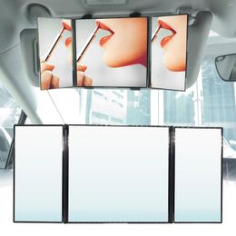 Interior Accessories 3-Way Folding 12" Universal Car Mirror Rearview Women Makeup Vanity Sun Visor Cosmetic Sunshading Blind Spot