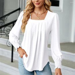 Women's Blouses Fashion Woman Blouse Shirts For Women Stylish Long Sleeve Square Neck Purple Black White Tops Chiffon Autumn Clothing