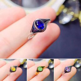 Cluster Rings FS 4 6 Natural Sapphire/Grape Stone/Emerald/Tanzanite Ring S925 Sterling Silver For Women Fine Fashion Charm Weddings Jewelry