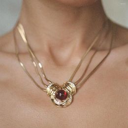Pendant Necklaces French Vintage Burgundy Jewel Necklace