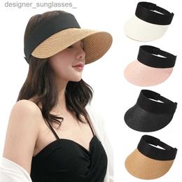 Visors Foldable Portable Beach Hat Wide Brim Sun Hat Roll-up Summer Casual Str C Visors For WomenL231219