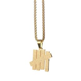 Pendant Necklaces Gold USA Undefeated Five Bar Necklace Minimalism Stainless Steel Bars Chain Hiphop Jewelry American254W