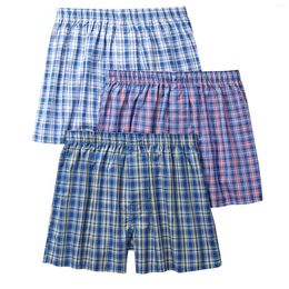 Men's Sleepwear 3pcs Men Plaid Pajama Pants Multi Colors Cotton Summer Shorts Lounge Wear Elastic Waist Mens Nightwear Bottoms