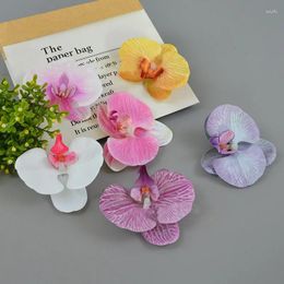 Decorative Flowers 8Color 11CM Artificial Latex Phalaenopsis Butterfly Orchid Head DIY Wedding Garden Shooting Props Accessories