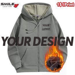 Men s Jackets Winter Fashion Polar Fleece Hoodie Custom Print Casual Men Women Zip Sweatshirt Embroidery Pattern Team Design Jacket Brand 231219