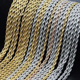 Jewellery Boxes 1 Piece Stainless Steel Necklace For Men Women Braided Rope Chain Choker Gold Colour Neck Metal Fashion Gift 231219