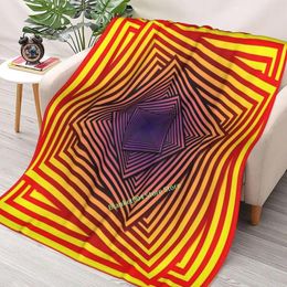 Blankets Twisting Optical Squares 7 Throw Blanket 3D Printed Sofa Bedroom Decorative Children Adult Christmas Gift
