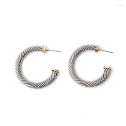 Hoop Earrings In Fashion Twisted Copper For Women Luxury Modern 2023 Candy Golden Color Ring Female Jewelry EA083