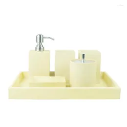 Bath Accessory Set Solid Colour Resin Four-piece Suit Home Bathroom Accessories Gargle Cup Liquid Soap Dispenser Dish Toothbrush Holder