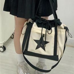 Evening Bags Richme Vintage Women Tote Casual Street Star Print Drawstring Nylon Bolso Mujer Aesthetic All-match Crossbody Shoulder