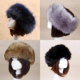 Beanie Skull Caps Winter Fashion Women Hat Thick Warm Skullies Beanies Top Fake Headscarf Russian Fur Faux Empty Fluffy D8b6Beanie1904