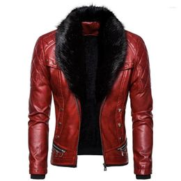 Men's Jackets Short Punk Detachable Pu Leather Fur Collar Rivet Pressed Cotton Thick Windproof Motorcycle Jacket For Men Korean Fashion