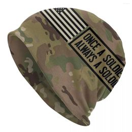 Berets Camouflage Once A Soldier Always Camo Caps Goth Autumn Winter Skullies Beanies Hats Warm Head Wrap Bonnet Knitted Hat