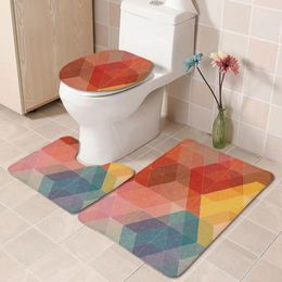Bath Mats Bathroom Set Toilet Seat Cover Pedestal Rug Mat Anti Slip Pattern Flannel Shower