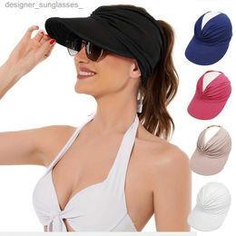 Visors 2023 New Women Sun Visor Hat Wide Brim Summer UV Protection Beach Sport C For Women Packable Summer Beach HatsL231219