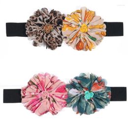 Belts N58F Color Matching Women Waist Belt Vintage Elegant Flower Stretchy Wide Dress Shirt Seal
