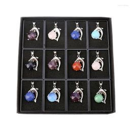 Pendant Necklaces 12pc Fashion High Quality Natural Stone Dolphin Amulet Jewellery Production