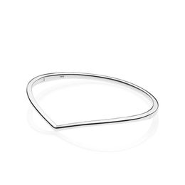 NEW Polished Wishbone Bangle Solid 925 Sterling Silver Bracelet High quality Box Fshion Gift Jewellery Women Girls Bracelet sets2416