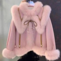 Women's Fur Lmitation Stitching Female Autumn And Winter Mao Coat Fashion Temperament Down Cotton-padded Jacket Tide.