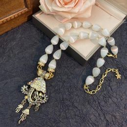 Stud Earrings Czech Diamond Retro Exquisite Jellyfish Shape Tassel Pendant Necklace For Women