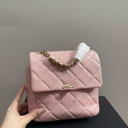 Luxury Genuine leather Backpack Women's exquisite chain backpack designer backpack pink designer bag Golden chain bag messenger bag mini designer backbag