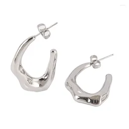 Hoop Earrings Stainless Steel Casting Personality Big Hoops Punk Creativity C Shape Round Circle For Women