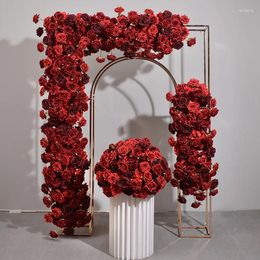 Decorative Flowers Luxury Artificial Flower Row Red Rose For Wedding Decoration Road Leading Ball Floral Arch Arrangement Decor Po Props