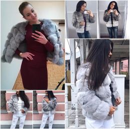 Women's Fur 2023 Faux Coats Womens Short Crew Neck Long Sleeve Jackets Warm Feather Lady Cardigan Outercoat Big Size