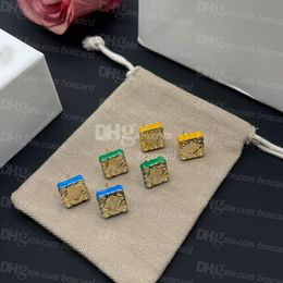 Luxury Square Gold Plated Earrings 3 Colors Fashion Chic Earrings Studs Anniversary Valentine Birthday Gifts